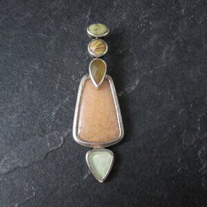 Large Orange Calcite Gemstone Pendant Sterling Silver